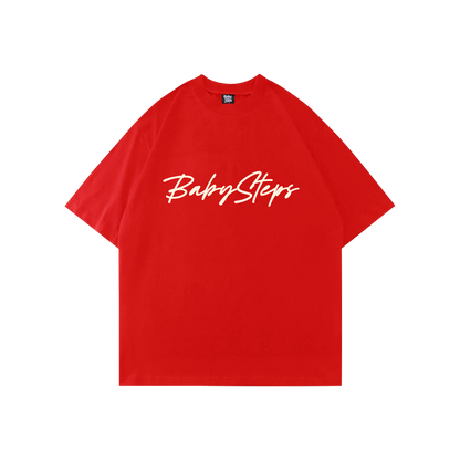Script Tee in Coke Red