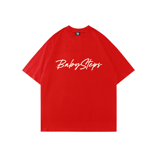 Script Tee in Coke Red